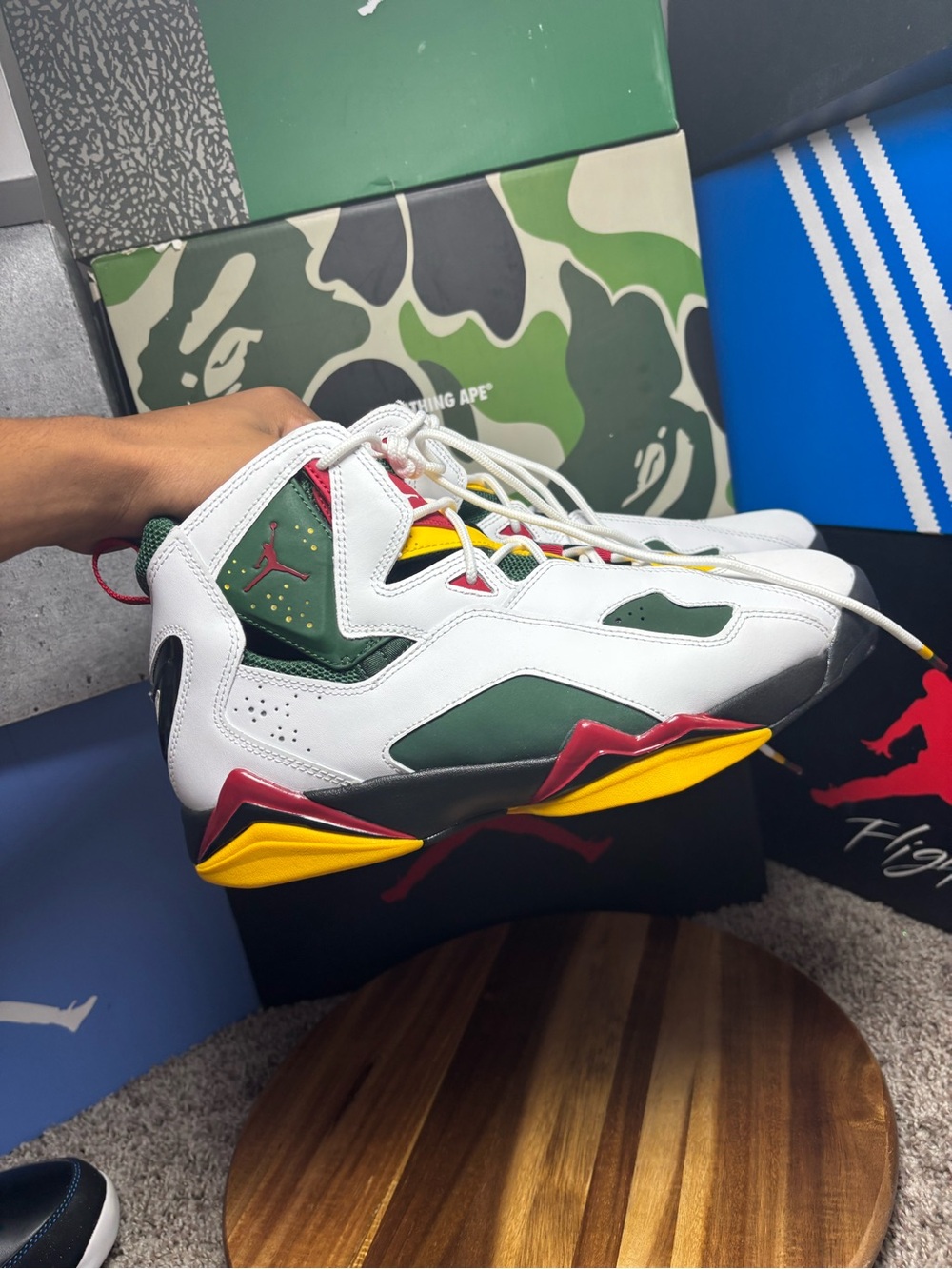 Jordan Retro 7 White Green Red Yellow Basketball Sneakers